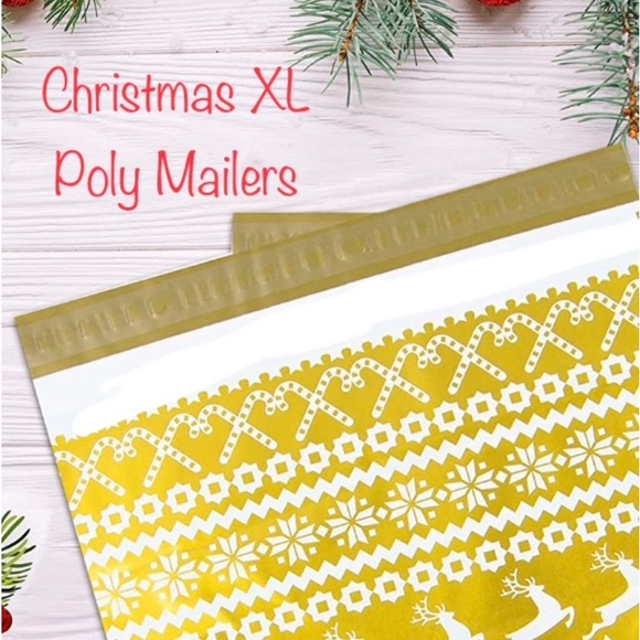 Office 1 Xl 145x19 Gold Christmas Poly Mailers Thick Holiday Shipping